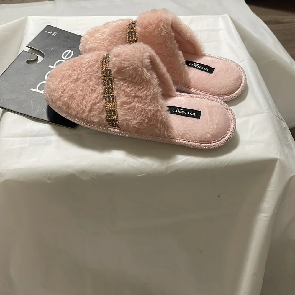 Bebe girls rhinestoned slide in slippers NWT girls size L 2/3 - Picture 6 of 7